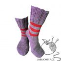 Ponožky pletené fialovo červená