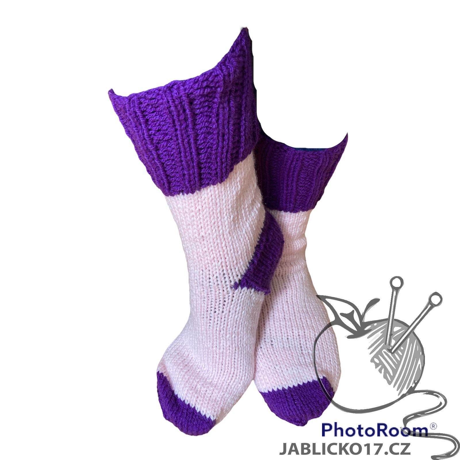 Ponožky pletené růžová, fialová