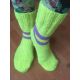 Ponožky neonově žluté, fialový pruh